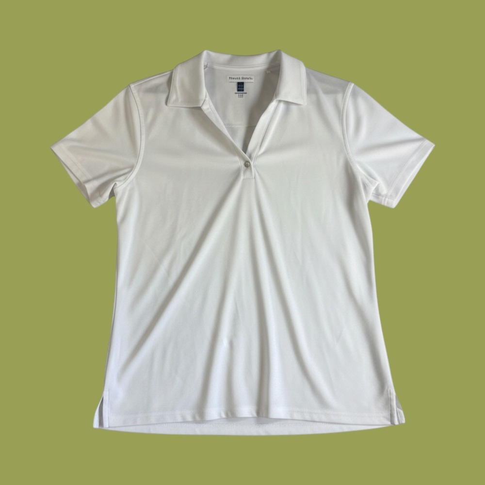 Pebble Beach Performance Women White Short Sleeve Golf Polo Shirt XL